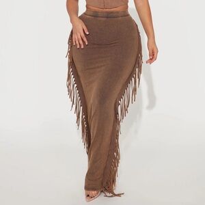 Mineral Wash Maxi Skirt- Size XL. Color Brown.